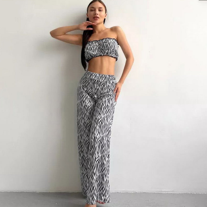 NURO Printed Tank Top and Pants Set Casual Lounge Set Sleepwear