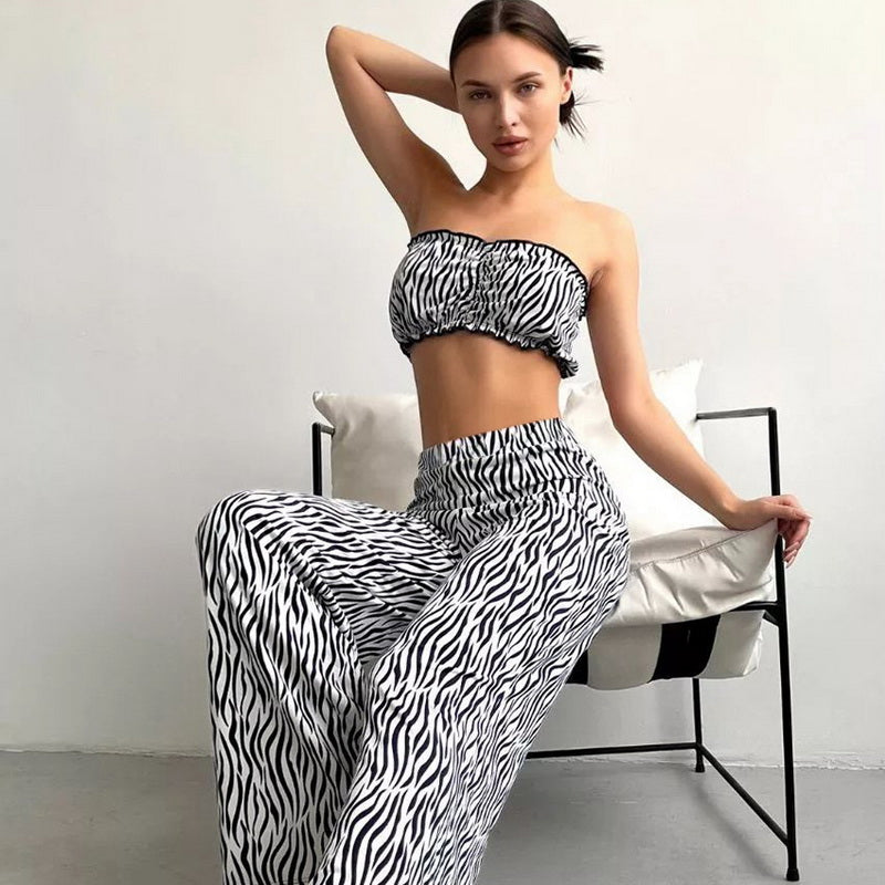 NURO Printed Tank Top and Pants Set Casual Lounge Set Sleepwear