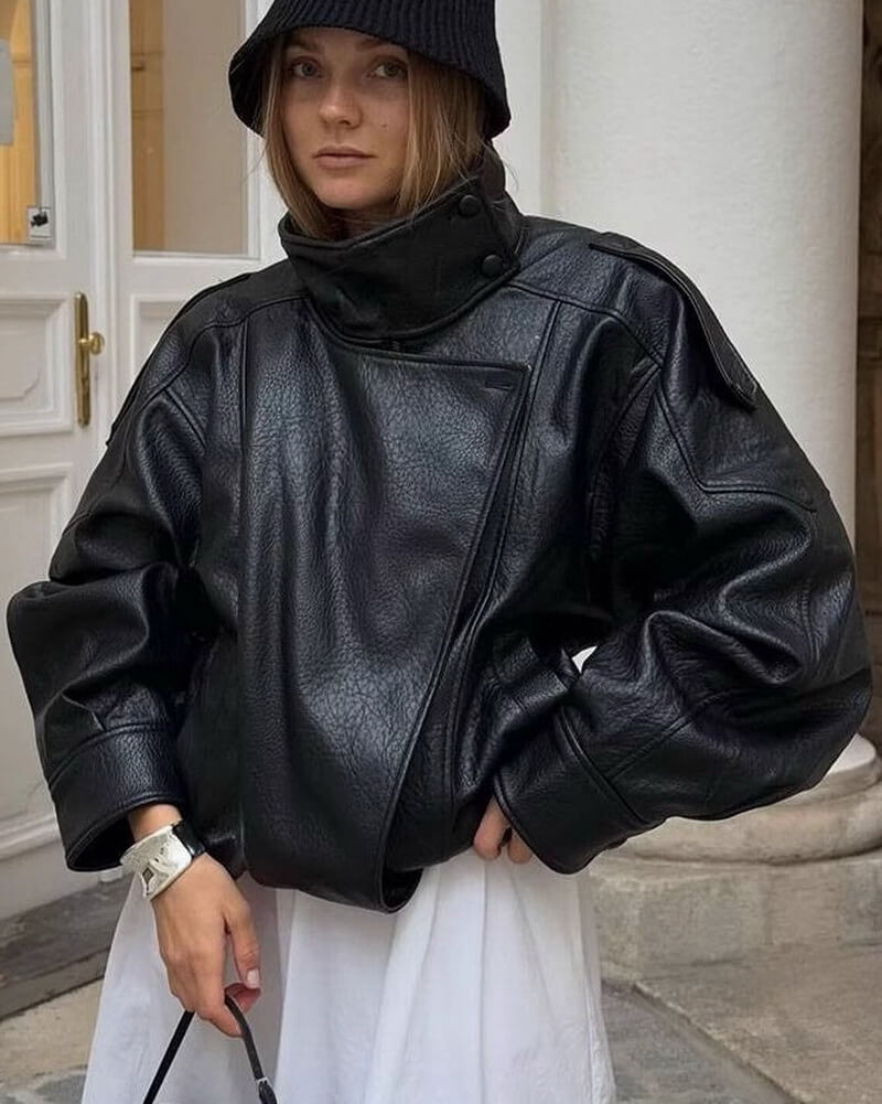 NURO Quilted Faux Leather Jacket for Women