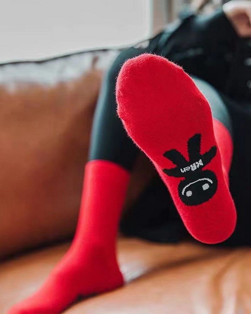 NURO Red Crew Socks for Good Luck and Casual Wear