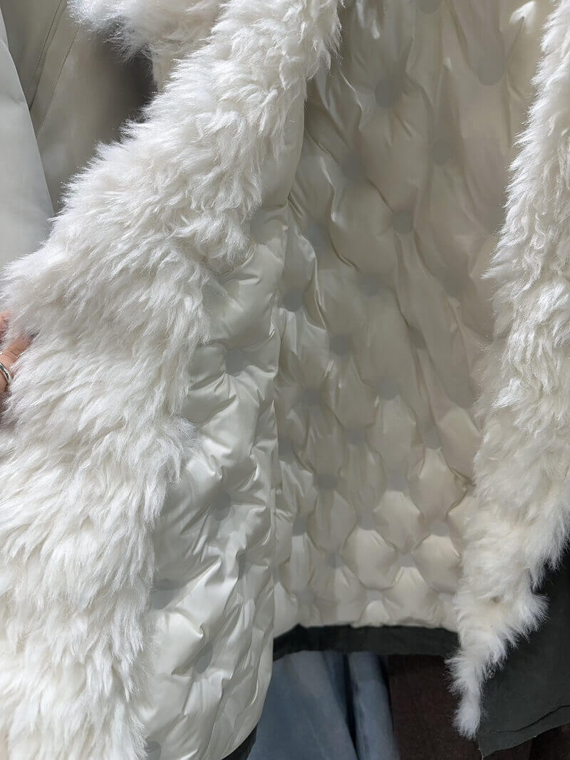 NURO Relaxed Fit Long Puffer Coat, Color Block Faux Fur Collar Parka, Oversized Streetwear Winter Jacket with Non-Detachable Collar