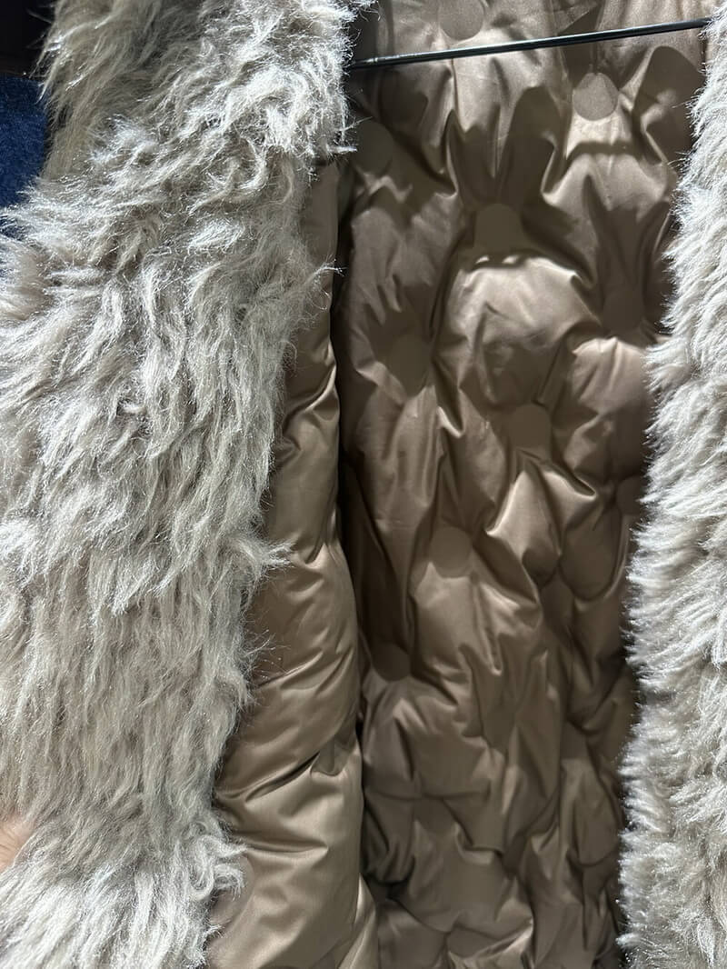 NURO Retro Faux Fur Collar Puffer Coat, Thickened Stand Collar Long Jacket with Non-Detachable Fur, Zipper Front Oversized Streetwear Parka