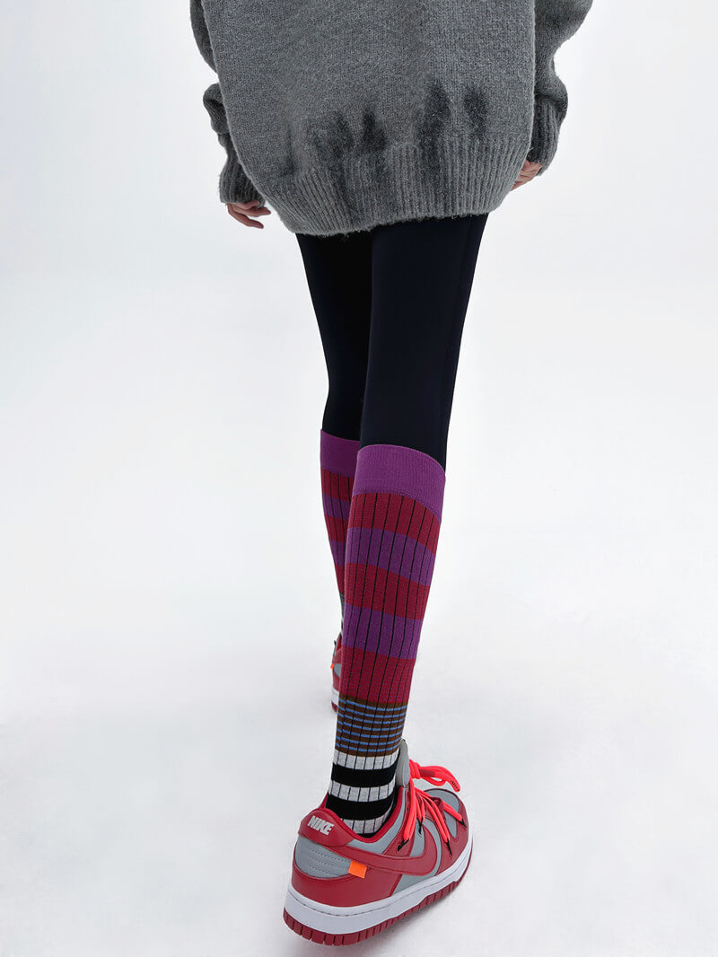 NURO Retro Stripes Double Needle Skin-Stack Ankle Socks for Men and Women