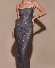 NURO Rhinestone Halter Slit Long Dress Women's Elegant Formal Evening Gown