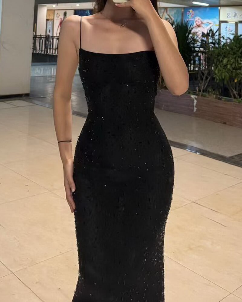 NURO Rhinestone Strapless Bodycon Long Dress Women's Elegant Glitter Formal Gown