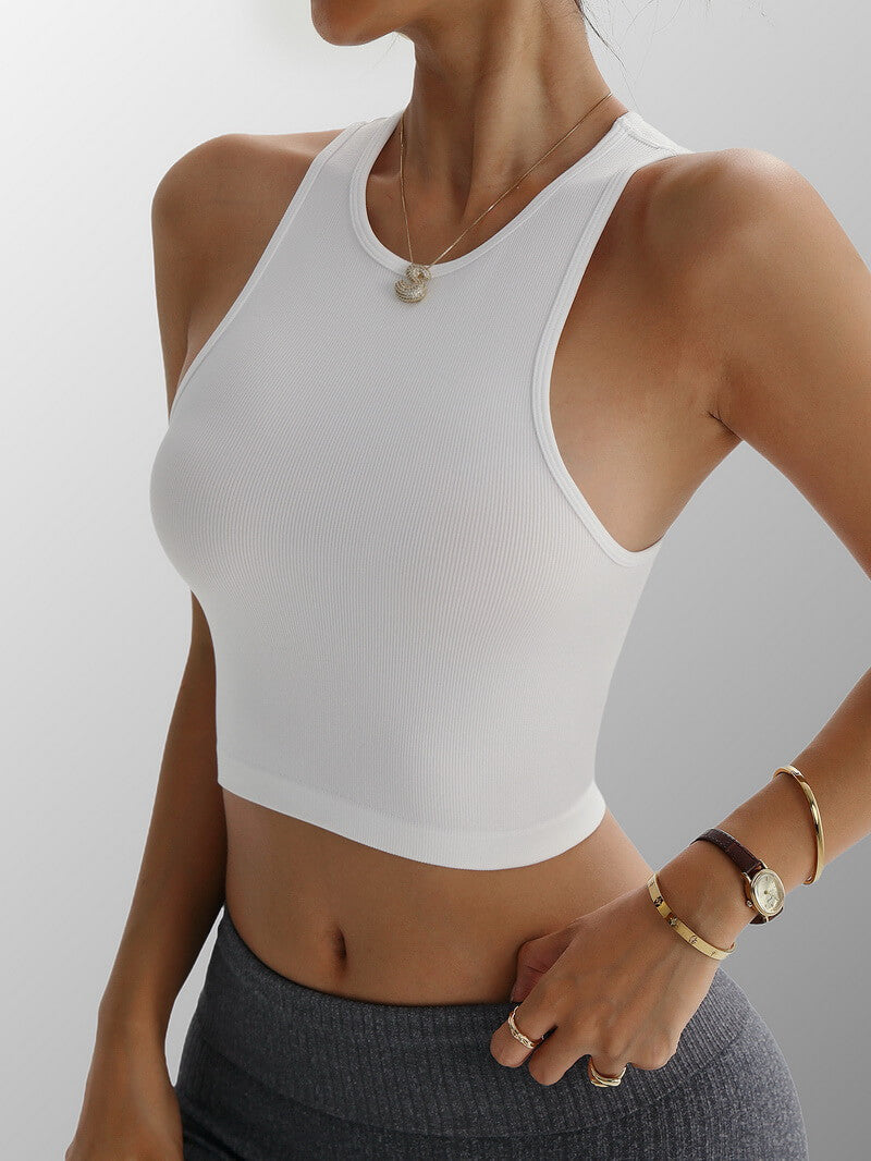 NURO Ribbed Knit Cropped Tank Top