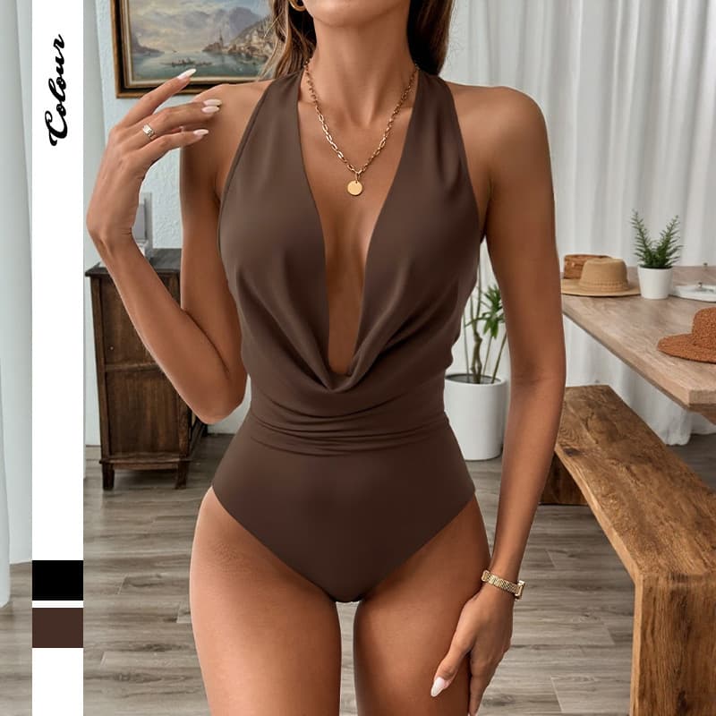 NURO Ribbed Knit Jumpsuit Sleeveless Bodysuit High Stretch