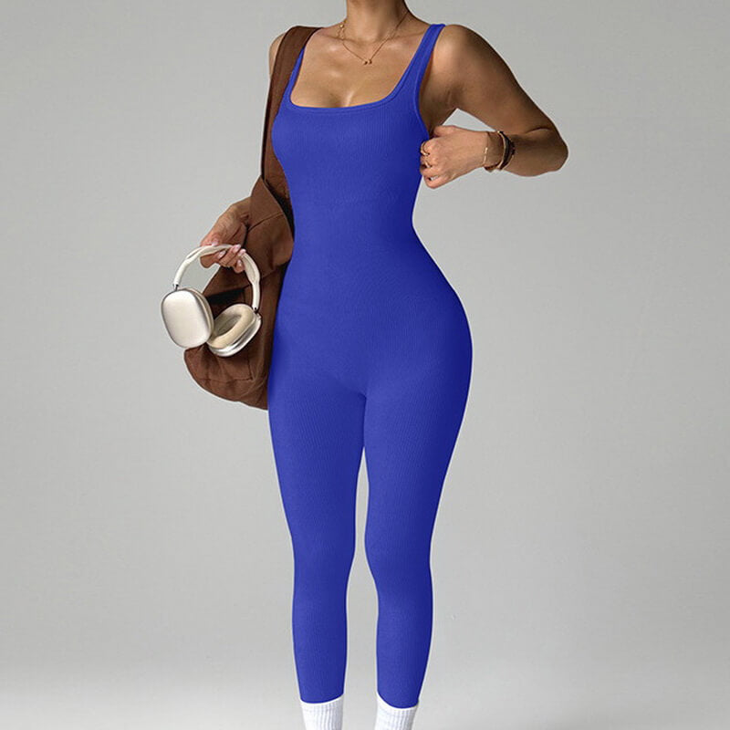 NURO Ribbed Open-Back Yoga Bodysuit with Leggings