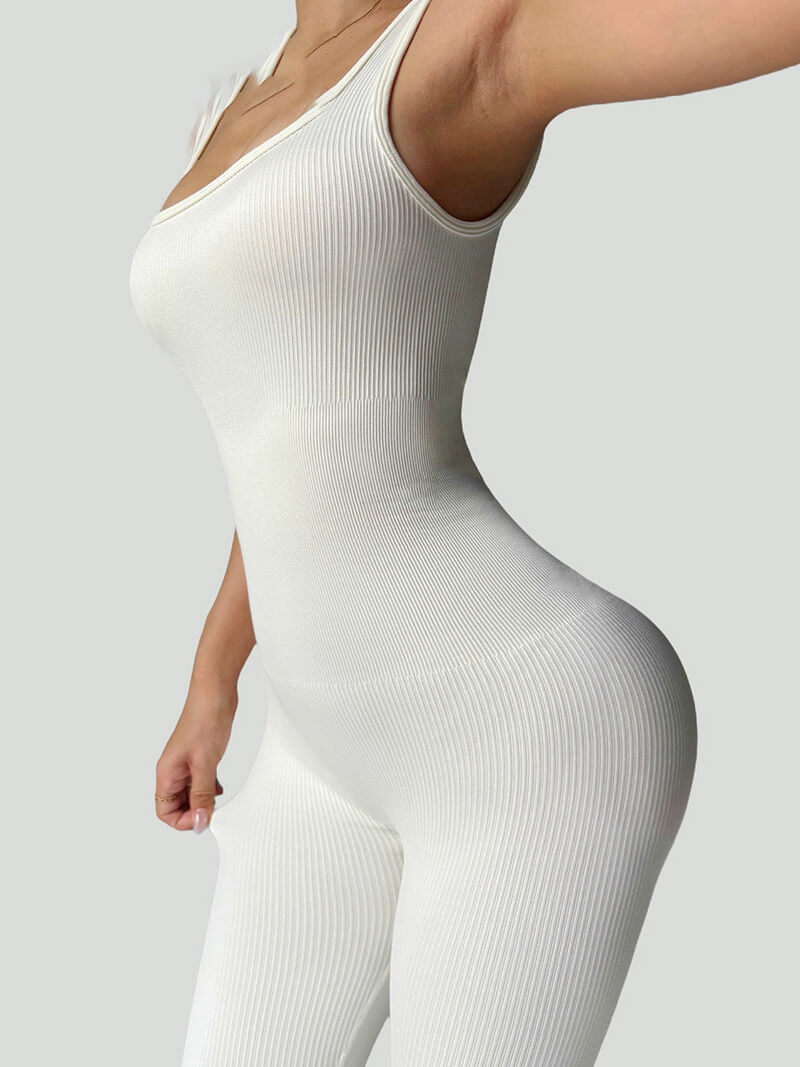 NURO Ribbed Open-Back Yoga Bodysuit with Leggings