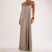 NURO Satin Maxi Dress Spaghetti Strap Cowl Neck Formal Gown