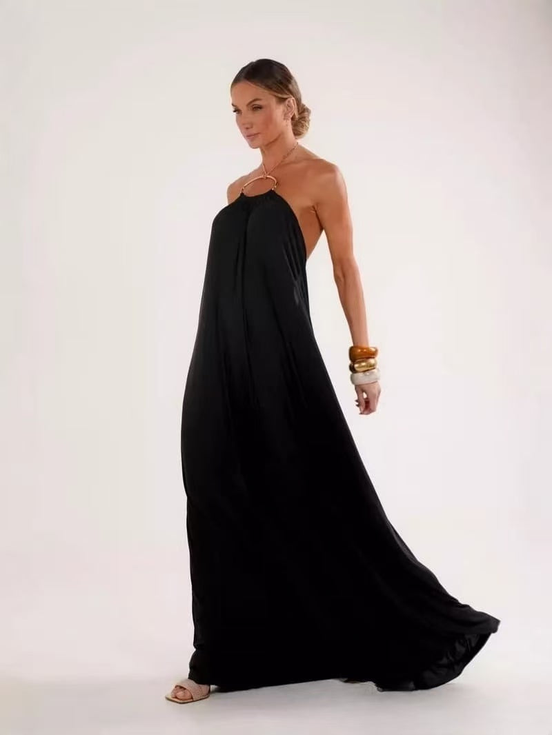 NURO Satin Maxi Dress Spaghetti Strap Cowl Neck Formal Gown