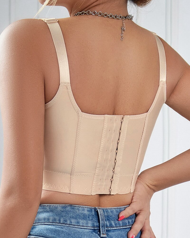 NURO Seamless Push-Up V-Neck Bra with Underwire for Side Support and Lift