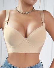 NURO Seamless Push-Up V-Neck Bra with Underwire for Side Support and Lift
