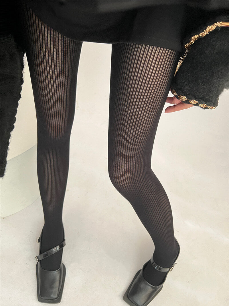 NURO Seamless Stripe Pattern Sheer Tights for Women