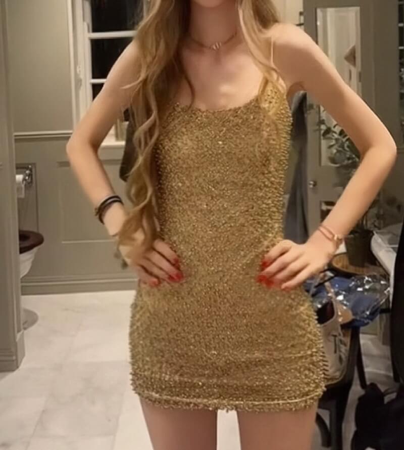 NURO Sequin Beaded Bodycon Mini Dress Women's Sexy High Waist Sleeveless Party Dress