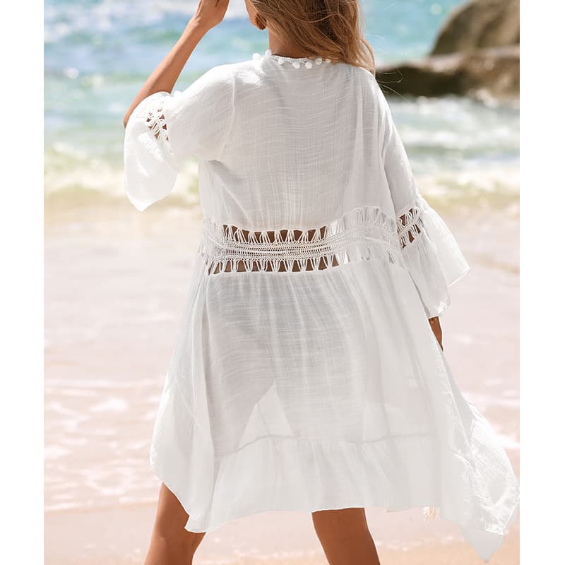 NURO Sexy hollow deep V-neck knitted blouse dress