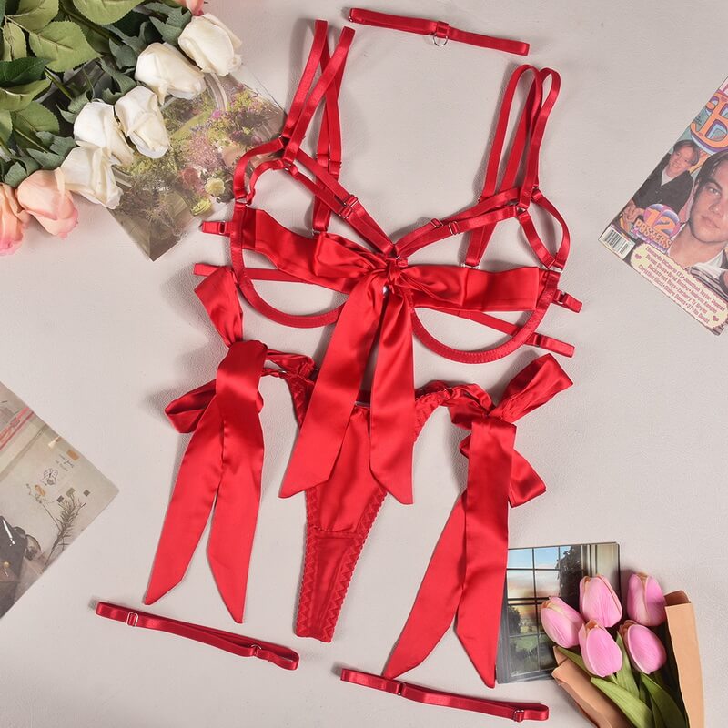 NURO Sheer Cutout Ring Detail Lingerie Set