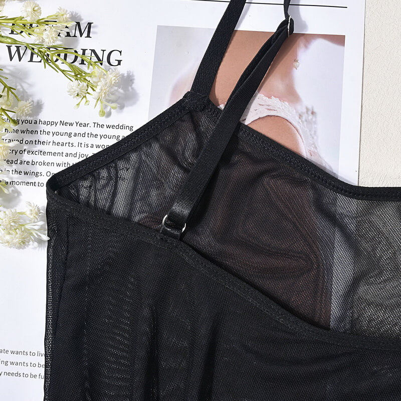 NURO Sheer Mesh Bodysuit Lingerie