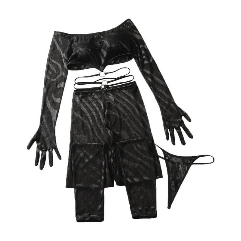 NURO Sheer Mesh Bodysuit Push-up Lingerie Set