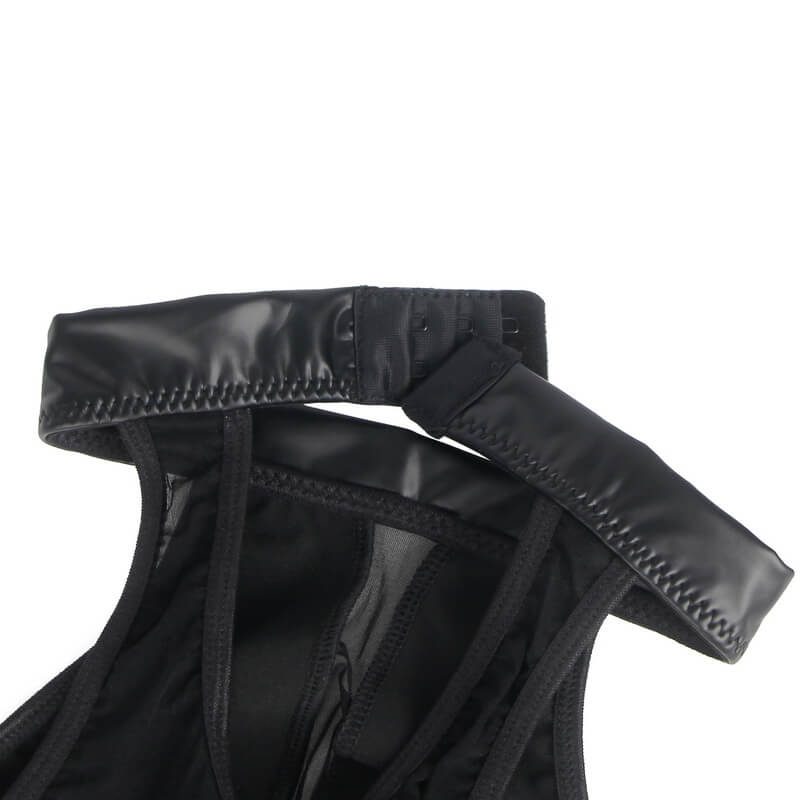 NURO Sheer Mesh Open-Back PU Leather Dress