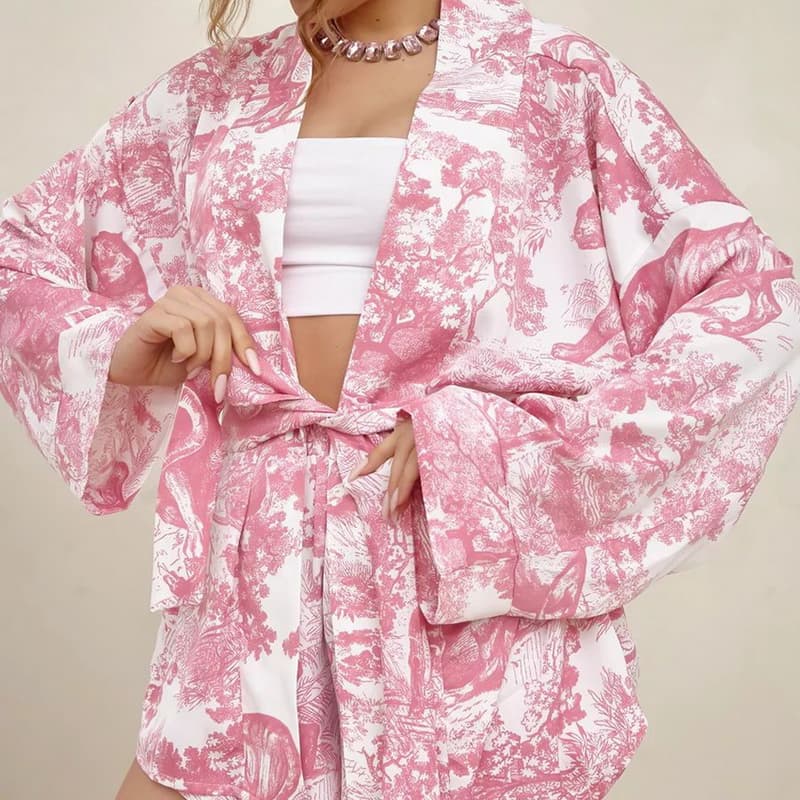 NURO Short Sleeve Pajama Set Button Down Top and Shorts Sleepwear