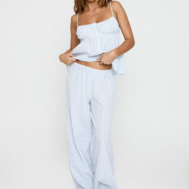 NURO Sleeveless Cami Top and Pants Set Sleepwear Lounge Set
