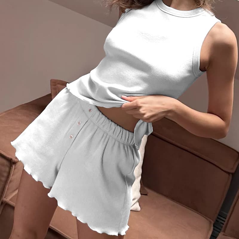 NURO Sleeveless Top and Shorts Set Casual Lounge Set Pajama Set