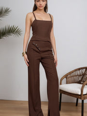 NURO Sleeveless Wide Leg Lounge Set for Women