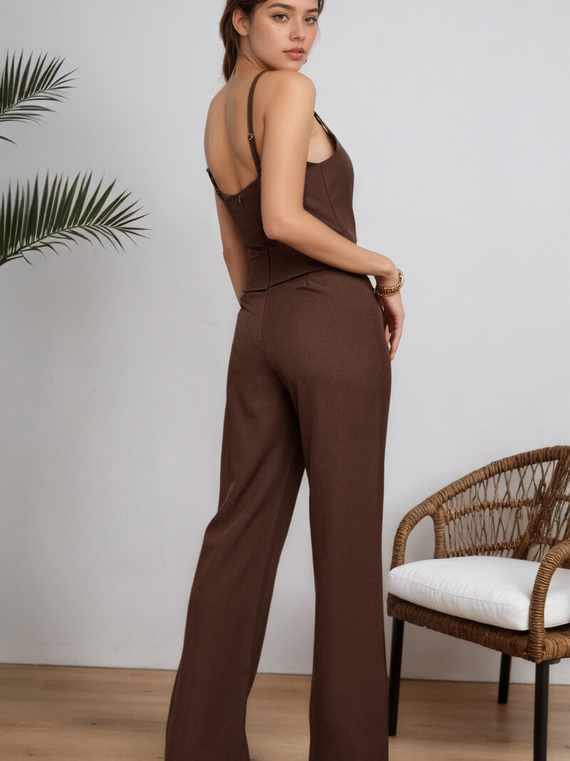 NURO Sleeveless Wide Leg Lounge Set for Women