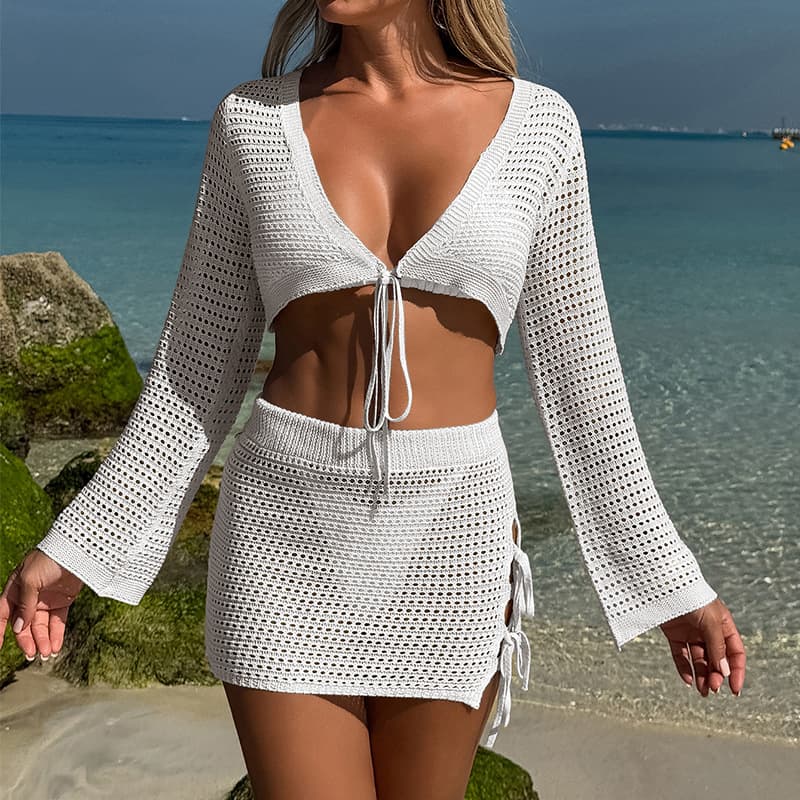 NURO Solid Color Knit Bodycon Dress Long Sleeve Sweater Dress