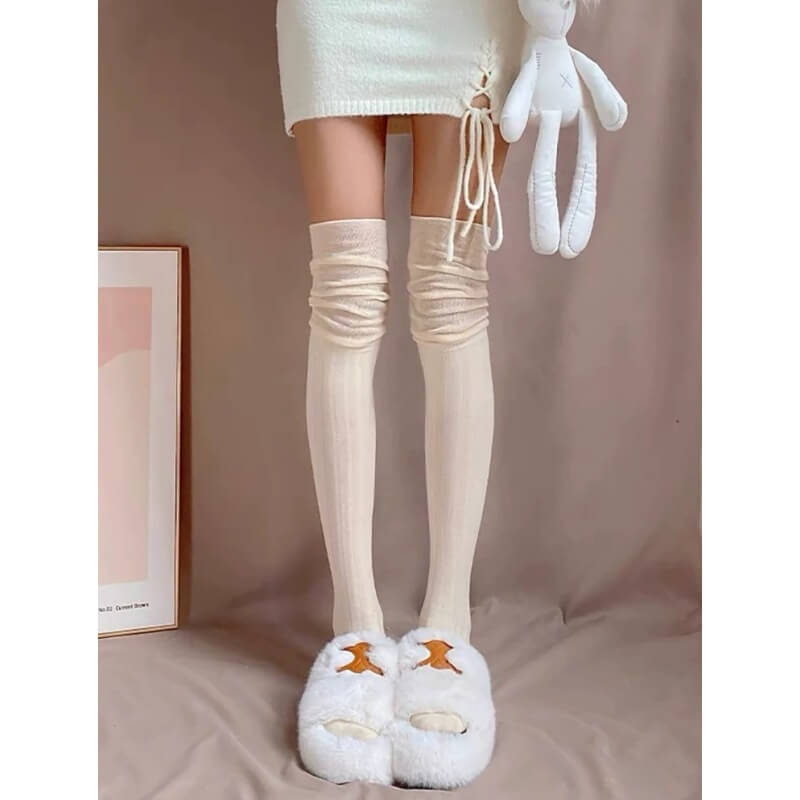 NURO Solid Color Over-The-Knee Socks for Women