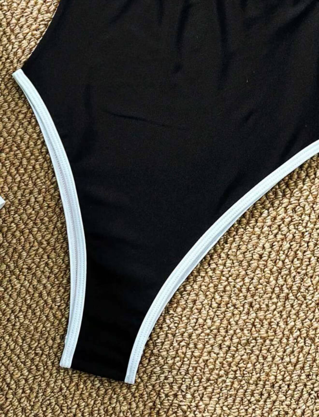NURO Solid color hollow five-star jewelry one-piece swimsuit