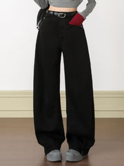 NURO Split Hem Curved Wide-Leg Pants