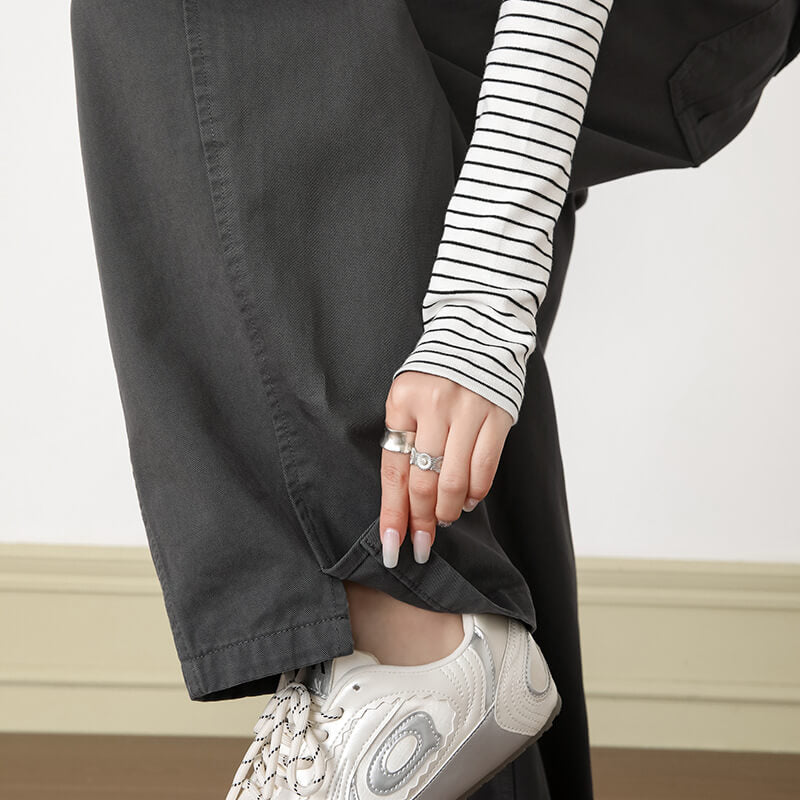 NURO Split Hem Curved Wide-Leg Pants