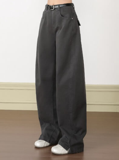 NURO Split Hem Curved Wide-Leg Pants