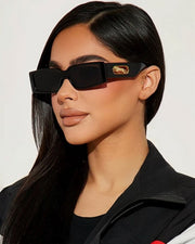 NURO Square Frame Cat-Eye Sunglasses with Leopard Print UV400 Shades