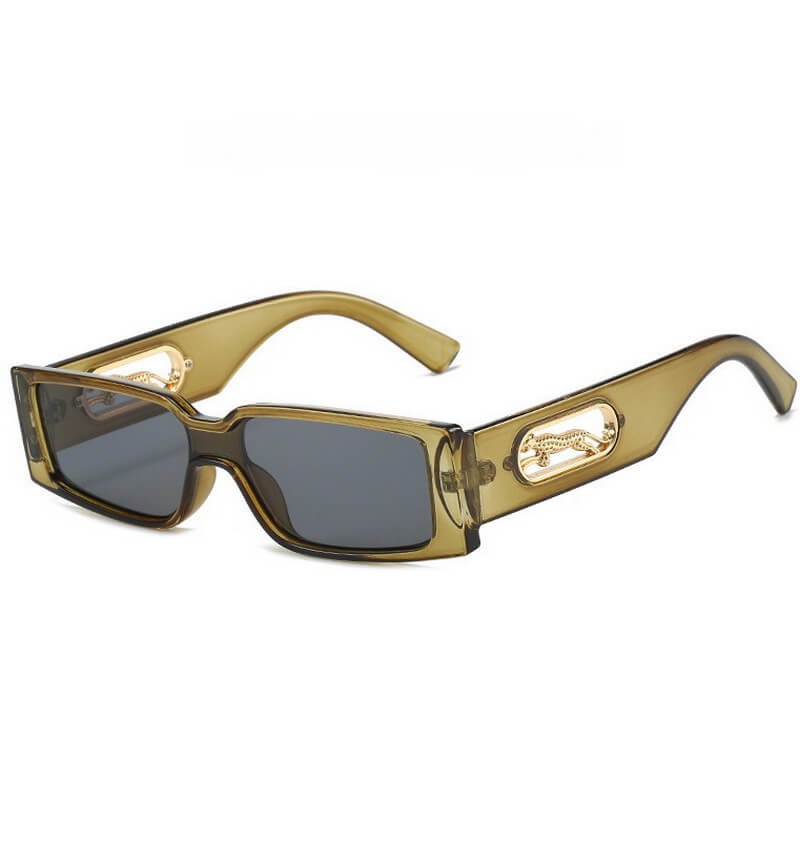 NURO Square Frame Cat-Eye Sunglasses with Leopard Print UV400 Shades