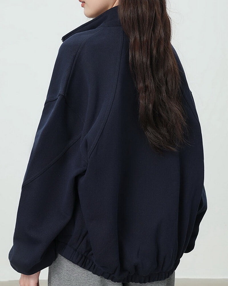NURO Stand Collar Zip-Up Sweatshirt - Oversized Heavyweight Pullover