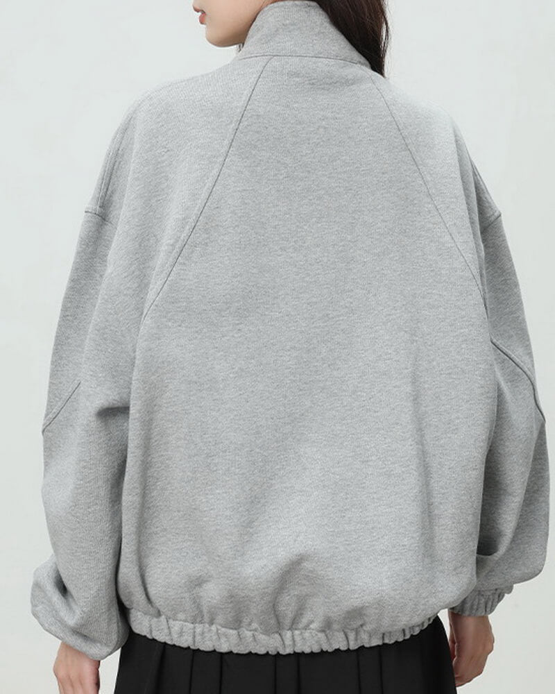 NURO Stand Collar Zip-Up Sweatshirt - Oversized Heavyweight Pullover