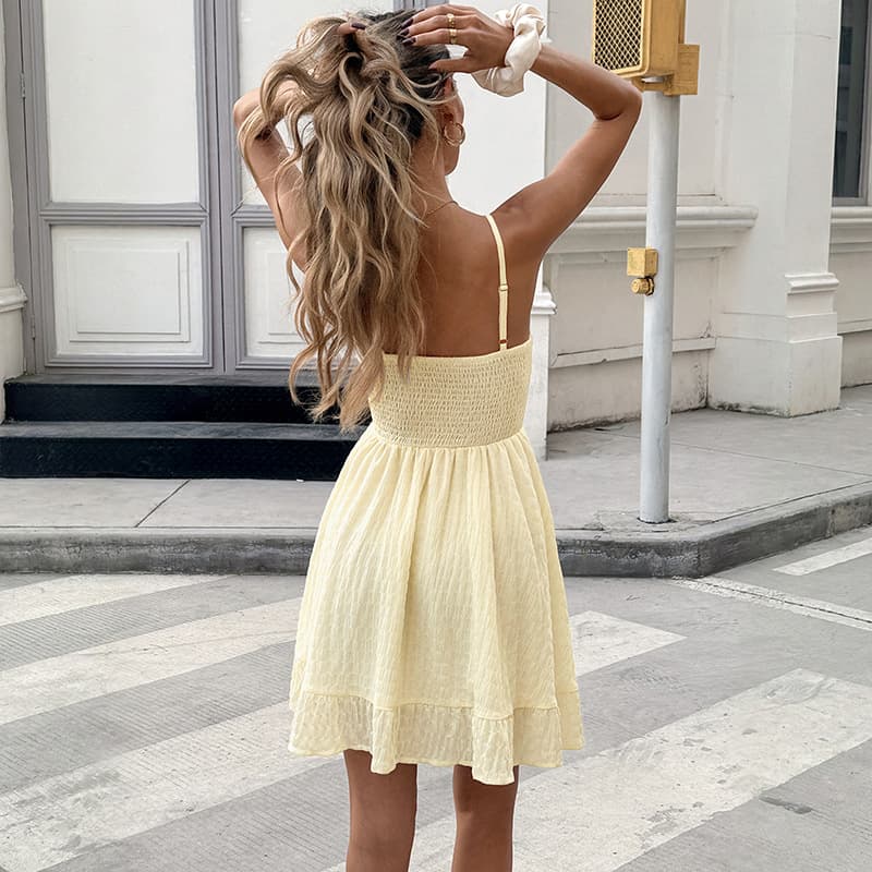 NURO Strapless A-Line Mini Dress High Waist Summer Sundress