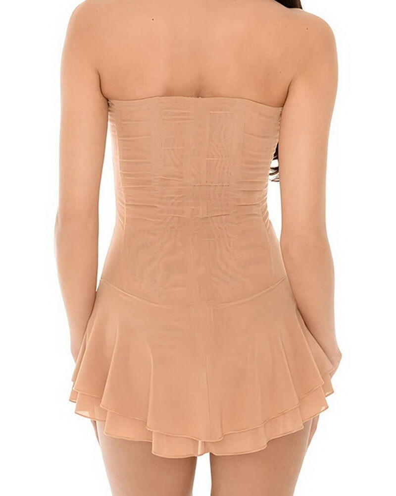 NURO Strapless Backless Mini Dress Women's Chic Corset Bodycon Party Dress