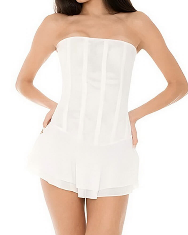 NURO Strapless Backless Mini Dress Women's Chic Corset Bodycon Party Dress