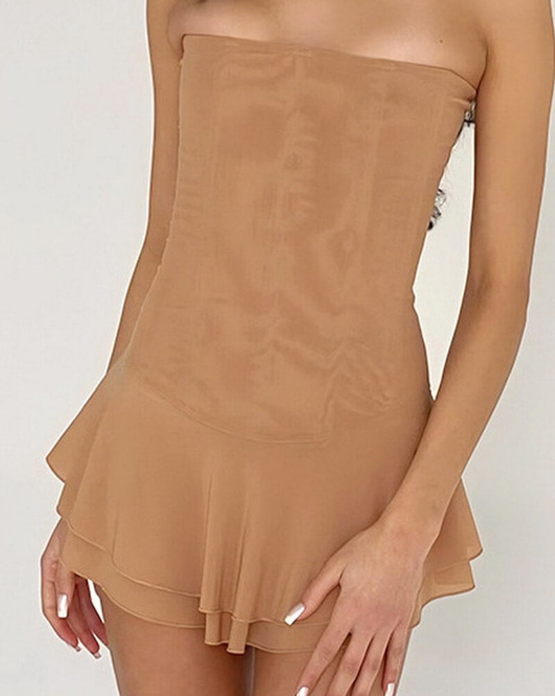 NURO Strapless Backless Mini Dress Women's Chic Corset Bodycon Party Dress