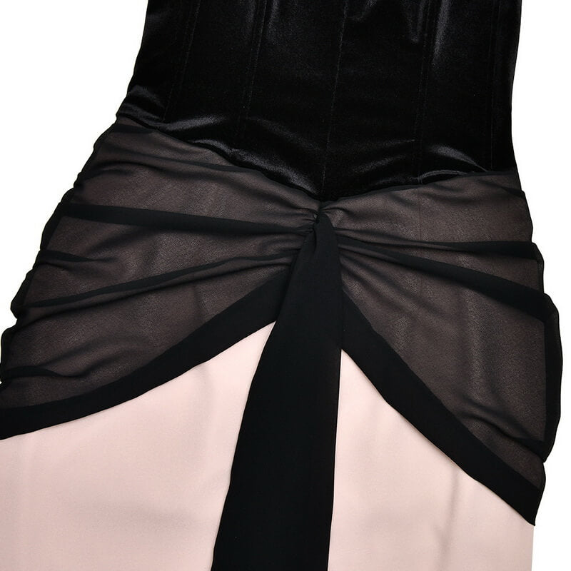 NURO Strapless Corset Maxi Dress Women's Elegant Color Block Bodycon Gown