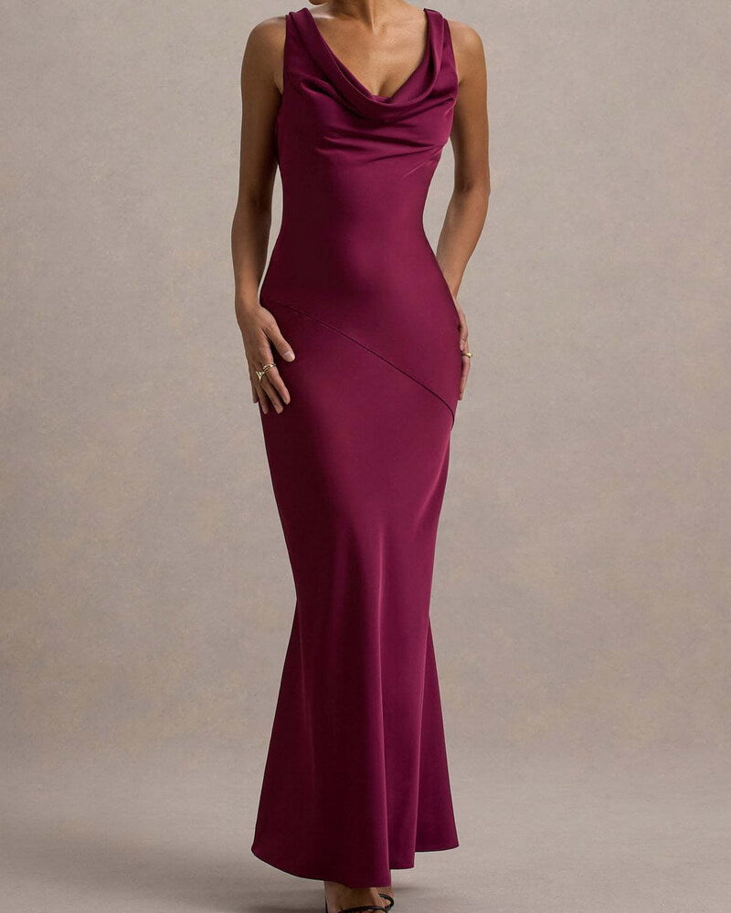 NURO Strapless Mermaid Backless Maxi Dress Women's Elegant Silk Touch Evening Gown