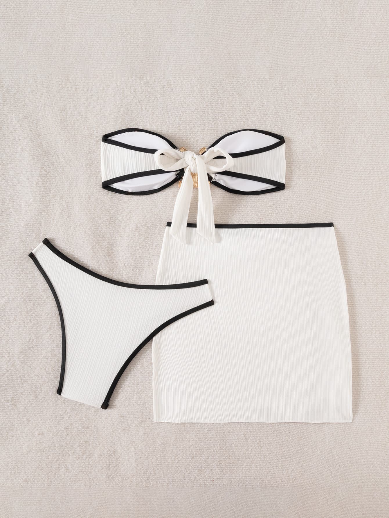 NURO Strapless metal jewelry solid color slit bikini