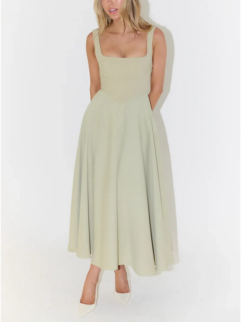 NURO Strappy Backless A-Line Maxi Dress Women's Elegant Formal Gown