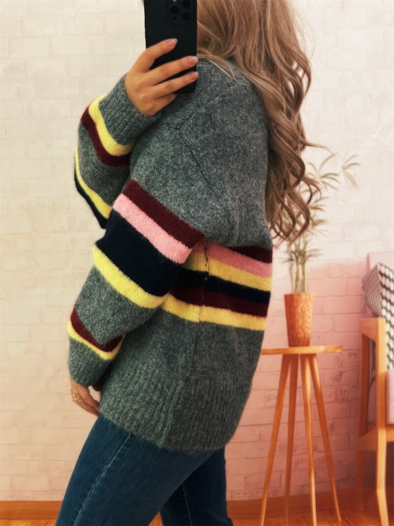 NURO Striped Open Front Knit Cardigan Women's Casual Long Sleeve Cover-Up