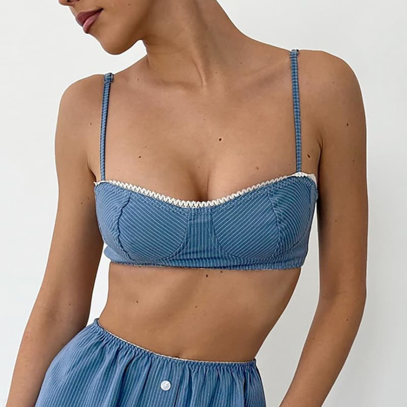 NURO Striped Tank Top and Shorts Set Casual Lounge Set