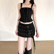 NURO Studded Cutout Cami & Skirt Set